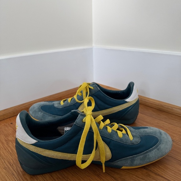 Nike Sprint Sister Vintage Leather Sneakers Rare Y2K – Teal / Yellow (Women’s 7) - Picture 4 of 6